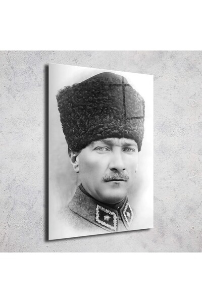 Arven Glass Kalpaklı Mustafa Kemal Atatürk Cam Tablo