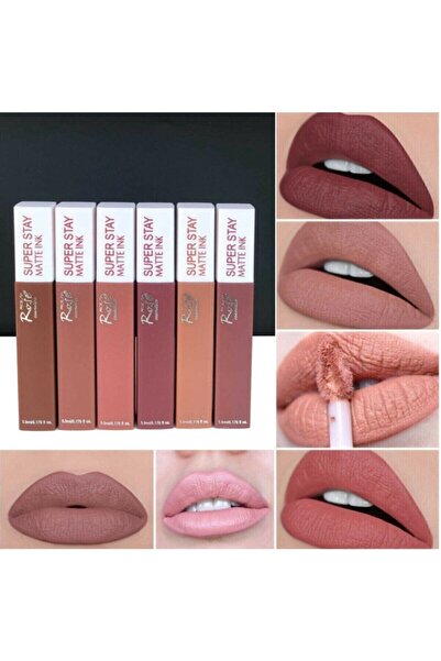 Roesia Rose 6'lı Likit Mat Ruj Super Stay Model Kalıcı Ruj Serisi Lip Gloss 6...