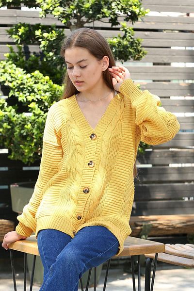 openex tekstil Cardigan cu nasturi cu model tricotat păr de damă