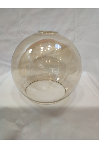 KUĞULU TEKLİ AVİZE CAMI.BAL RENKTE,KÜRE,AÇIK AĞIZLI.çapı:20,00cm.h:18,00cm.(E...