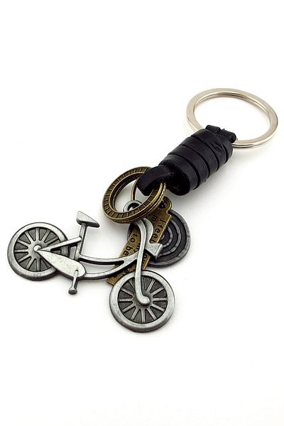 Solfera Vintage Bicycle Nostalgia - Real Leather Metal Keychain KC044