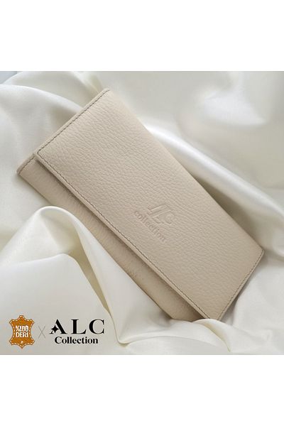 ALC Collection Cream Colored Luxury Classic Women's Wallet with Snap Closure