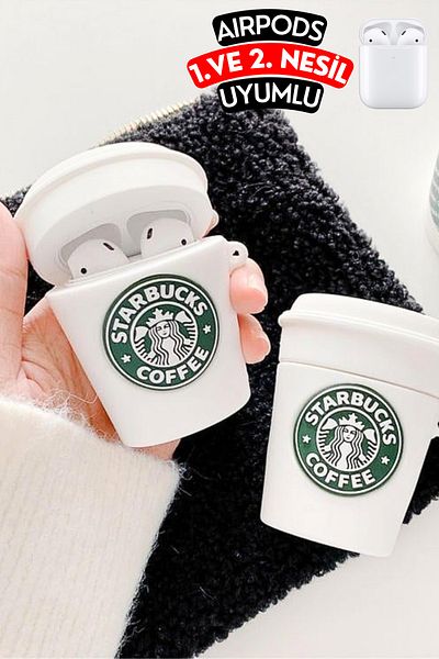 EWEC 1.And 2nd Generation Compatible Shock Absorbing and Protective Silicone Headphone Case with Coffee Cup Figure