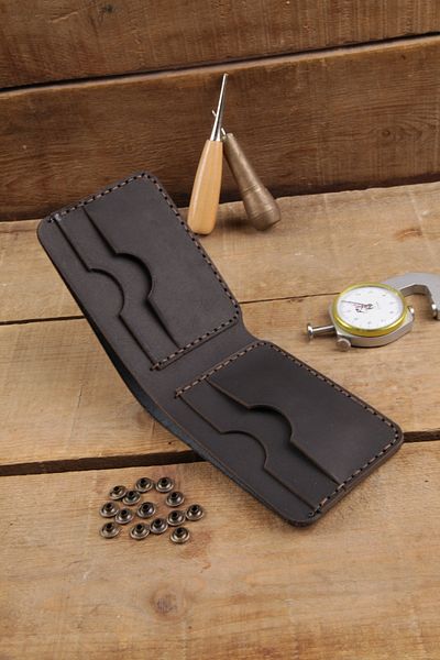 New Coast Leather 1900's Γνήσιο Δερμάτινο Χειροποίητο Μινιμαλιστικό Μαύρο Ανδρικό Πορτοφόλι