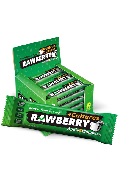 Rawberry Probiyotik Elma Tarçın Ilave Şekersiz Vegan Glutensiz Kuruyemiş Bar Kutuda 15 Adet
