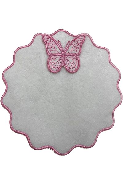 AYNAKIŞÇEYİZ Pachet de 6 șervețele de prezentare laterale de cafea din pâslă cu broderie cu model fluture 3D