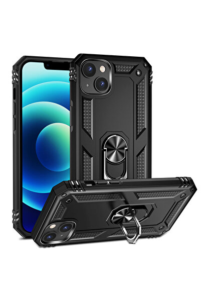 Rivor Apple iPhone 15 Uyumlu Kılıf Military Armour Yüzüklü Standlı Renkli Kor...