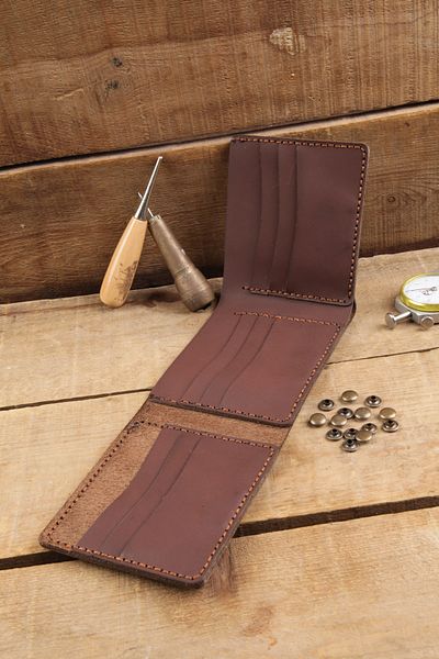 New Coast Leather 1900's Γνήσιο δέρμα Χειροποίητο Ανδρικό Πορτοφόλι Πολλαπλών Διαμερισμάτων Σκούρο Καφέ