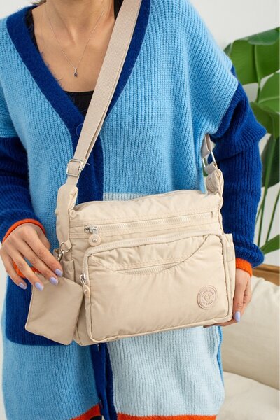 MEGA JOSE Krinkıl Kumaş, Çok Gözlü Kadın Çapraz Çanta