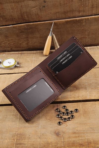 New Coast Leather 1900's Γνήσιο δέρμα Χειροποίητο Ανδρικό Πορτοφόλι Πολλαπλών Διαμερισμάτων Σκούρο Καφέ