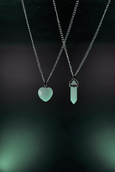 DOODLE Sevgililere Ve Arkadaşlara Aventurin Doğaltaş Kolye Seti