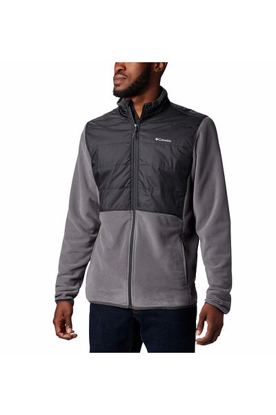 Columbia سويت شيرت رجالي من الصوف باللون الرمادي بسحاب كامل من Basin Butte Fleece