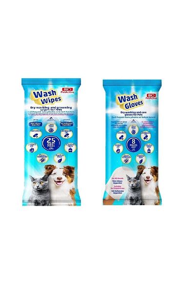 Bio PetActive Pack of 2 Wash Gloves and Wash Wipes - Comfortable Cut