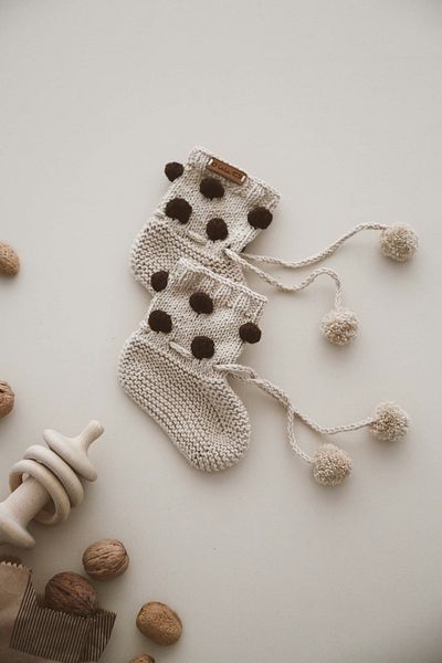 OhlalaKoala Pompom Knitted Booties Baby 0-12 Months