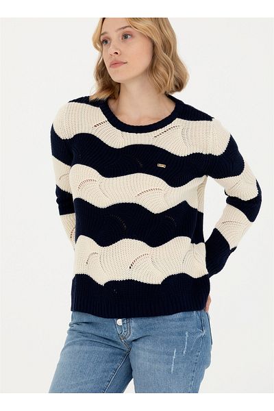 U.S. Polo Assn. ΒΑΣΗ. Polo Assn. Γυναικείο πουλόβερ με λαιμόκοψη σε κανονική εφαρμογή Navy μπλε DORTY