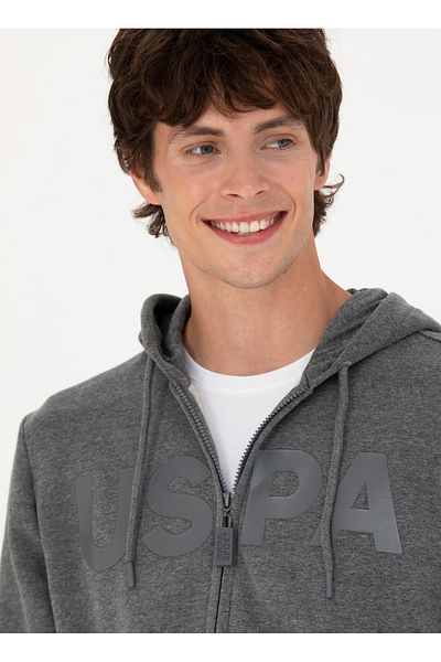 U.S. Polo Assn. Η.Π.Α. Polo Assn. Ανδρικό φούτερ με κουκούλα Anthracite Melange GARENSK023