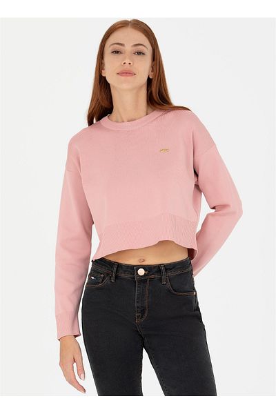 U.S. Polo Assn. U.S. Polo Assn. Powder Colored Crew Neck Crop Top Sweatshirt - Women's Jamek