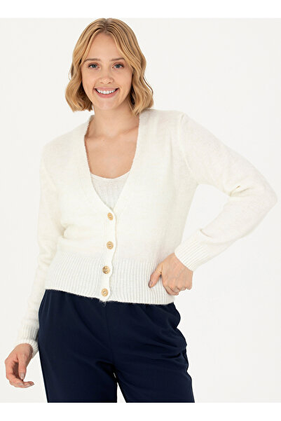 U.S. Polo Assn. BASE. Polo Assn. Ecru Women's Cardigan SINO