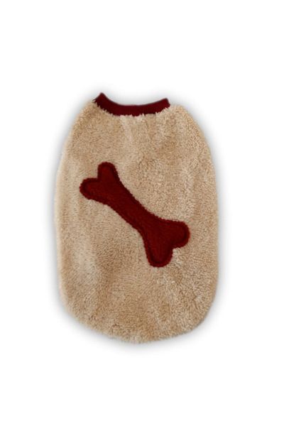 Gobo Bone Patterned Milk Coffee Winter Welsoft Cat and Dog Outfit Dress