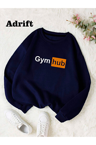 Adrift Gym Hub Цветна прекалено голяма памучна блуза с качулка за велосипедис...