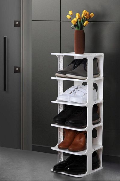 Ecolux Luxury New Model - 5-Tier White Portable Shoe Stand