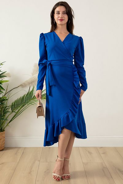 PULLIMM Double Breasted Skirt Ruffle Belt Dress 22-228