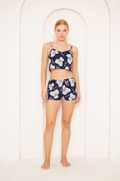 MEGOMEL Set pijama tricotată cu model ursuleț de pluș - pantaloni scurți Micro Soft