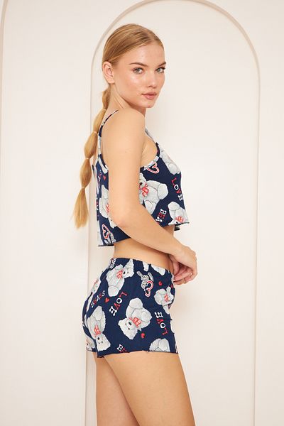 MEGOMEL Set pijama tricotată cu model ursuleț de pluș - pantaloni scurți Micro Soft