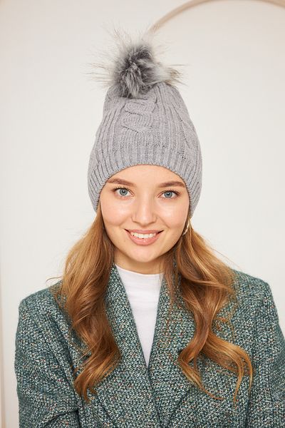 Eke Tekstil Gray Women's Pompom Knitted Detailed Knitwear Beret