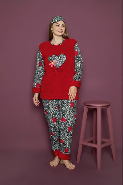 Asel Σετ Πιτζάμες Plus Size Fleece