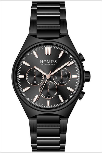 Homies Men's Black Color Functions Active Wristwatch + Bracelet Gift