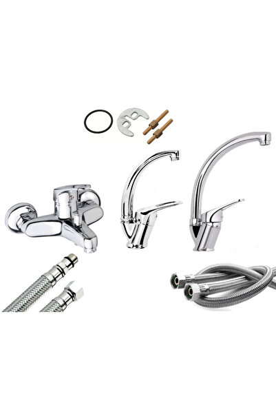 Guadro Armatür Banyo Bataryası  Mix Kuğu Lavabo Ve Mix Kuğu Mutfak Musluğu Ba...