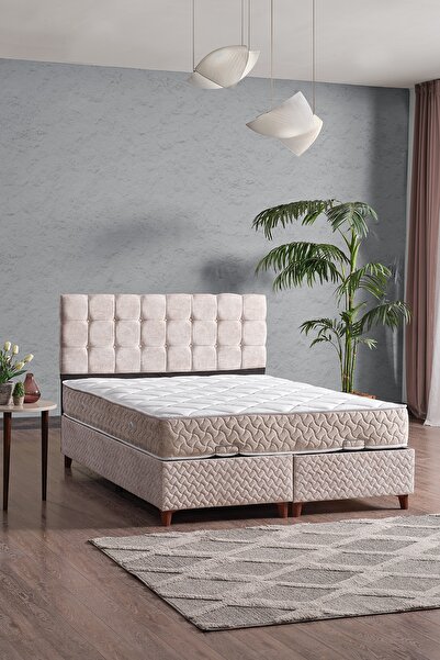 Evdemo Bengü Çift Kişilik Baza Başlık Set Krem 150*200