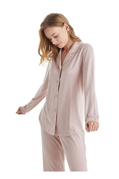Blackspade Women's Long Sleeve Shirt Collar Powder Pajamas Suit C5T1N2O33
