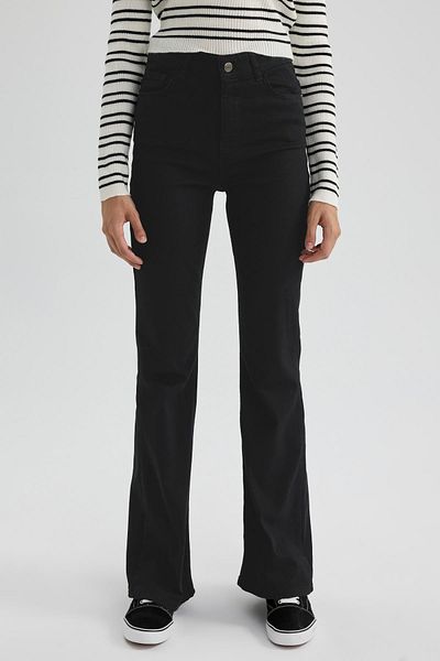 DeFacto Flared Leg Flare Fit Gabardine Trousers - Pocketed, Long Length, Regular Waist W8037Az23Au