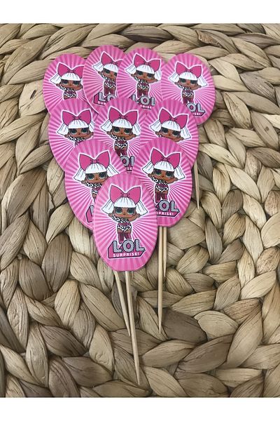 Deniz Party Store LOL DOLL فوشيا مخطط رقم = 2 عيدان أسنان 20 قطعة