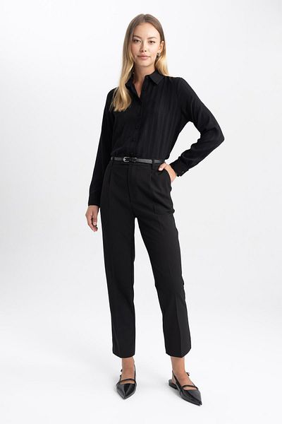 DeFacto Regular Fit Shirt Collar Textured Long Sleeve Shirt