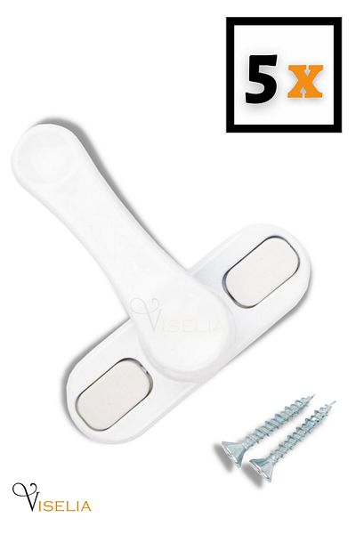 Viselia قفل أمان للنافذة البيضاء قفل ضد السرقة للأطفال قابل للسحب PVC 5 قطع