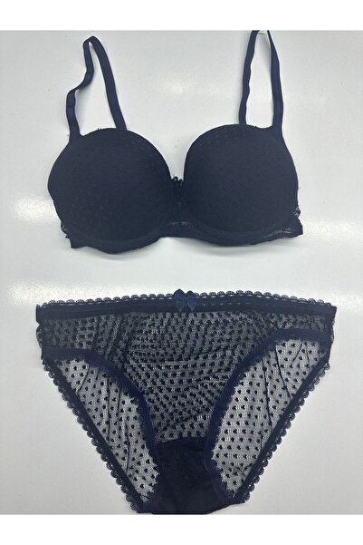 AYSU Women's Black Polka Dot Padded Bra Panty Set