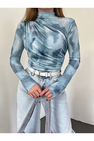 Fav Style Bluză cu mânecă lungă, cu mânecă lungă, cu mânecă lungă, cu umăr și talie, pentru femei