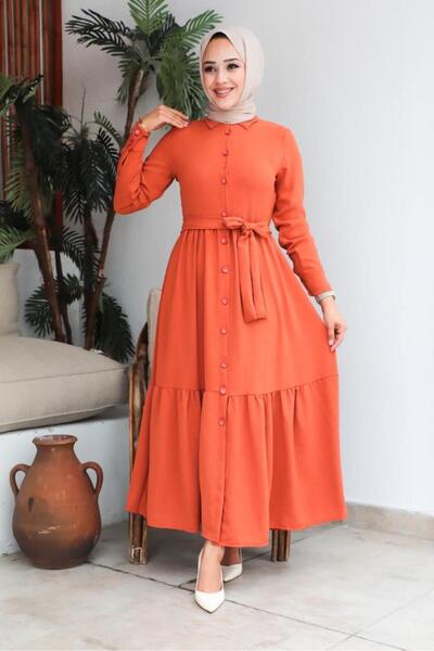 benguen 443 Shirt Collar Aerobin Hijab Dress Tile