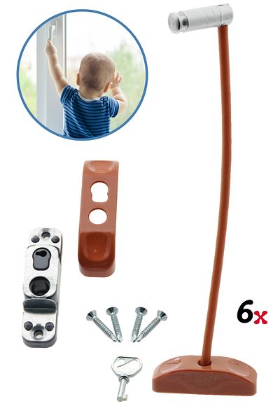 Evene Window Child Lock Window Lock Glass Lock Safety Child Lock Chain Lock 6 Pieces Coffee