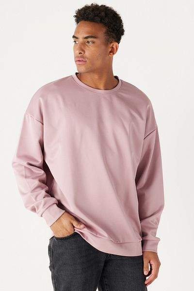 AC&Co / Altınyıldız Classics Ανδρικό μπλουζάκι Dusty Rose Oversize Loose Cut Crew Neck απλό φούτερ