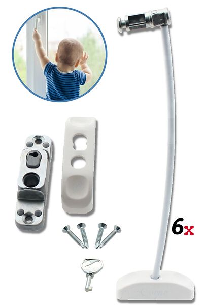 Evene Window Child Lock Window Lock Glass Lock Safety Child Lock Chain Lock 6 Pieces White