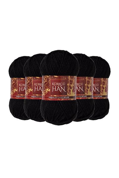 Kürkçü Han Decor Hand Knitting Yarn 5 Pack Black