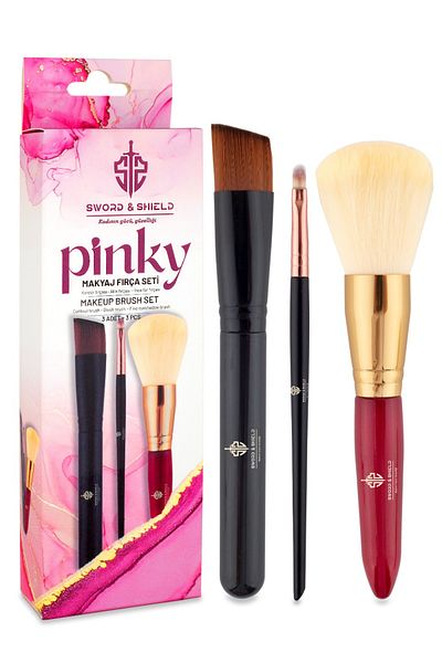 Sword & Shield Pinky 3-Piece Makeup Brush Set
