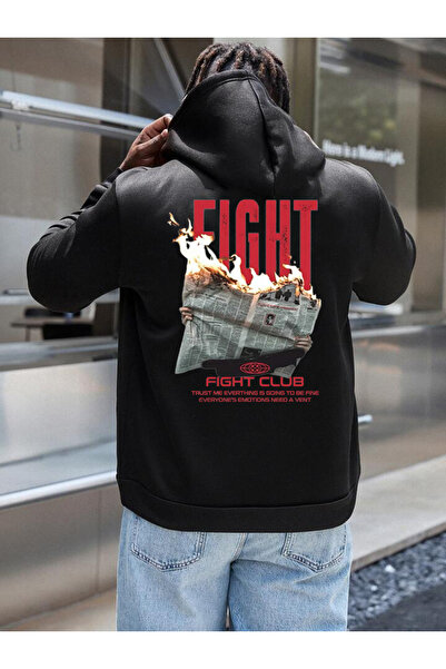 Relax family xf Ανδρικό φούτερ με κουκούλα 3 κλωστών από ύφασμα Shardonku Fight Clup με στάμπα στην πλάτη