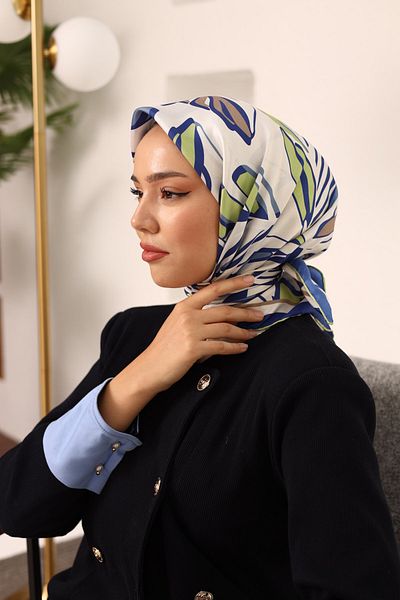 Silk Home Twill Silk Scarf White, Navy, Mink, Indigo, Ανοιχτό πράσινο 11407-30