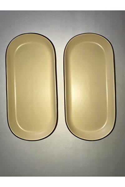 Keramika Matte Cream Noyan Boat Plate 26 cm Edge Net 2 Pieces