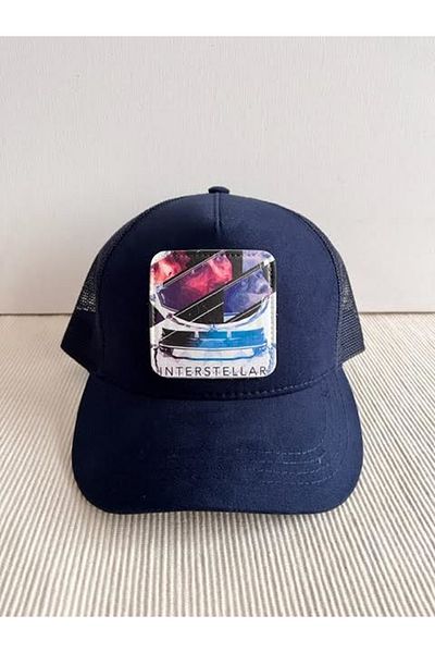 CosmoOutlet InterStellar Movie Poster - Removable Logo, Adjustable Sticker, Navy Blue Unisex Hat with Mesh